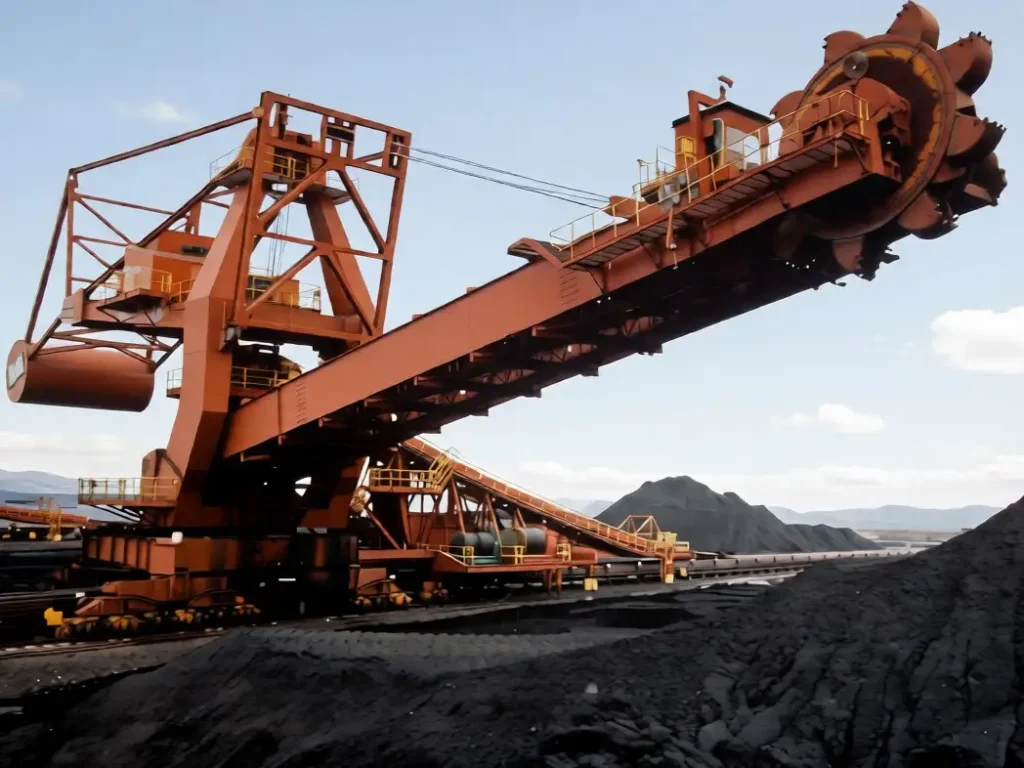 Stacker reclaimer working a coal stockpile
