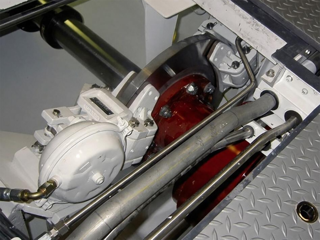 Johnson disc brake on marine deck machinery