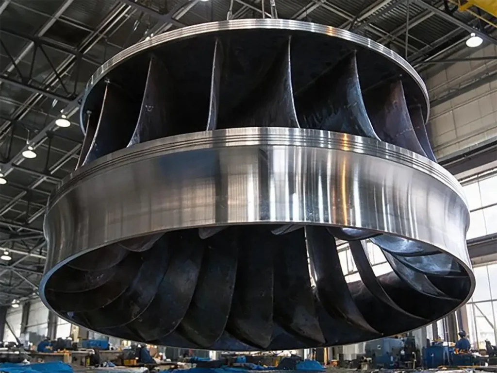 Hydroelectric turbine runner in a manufacturing facility