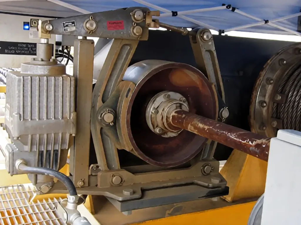 Johnson drum brake mounted on a steel mill drive shaft