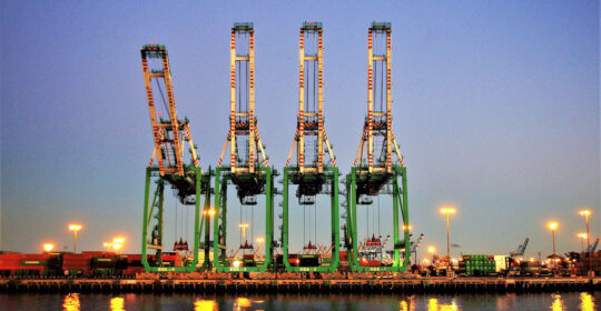 Port Cranes fitted with industrial brakes and rail clamps